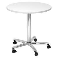 SÄULENHUBTISCH rund ST 80/80/74 cm in Weiß/chrom - Chromfarben/Weiß, Holzwerkstoff (80/80/74cm) - bümö