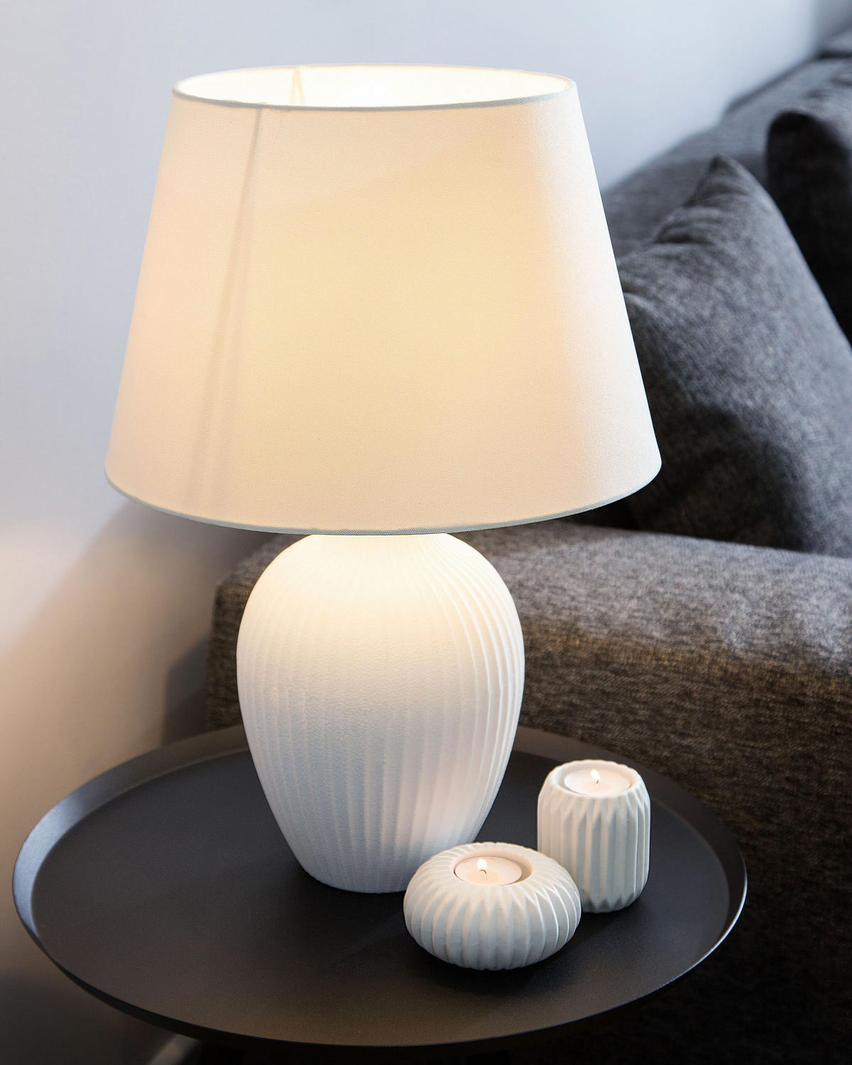TISCHLAMPE Fergus 33/33/52 cm - Weiß, Keramik (33/33/52cm) - Beliani