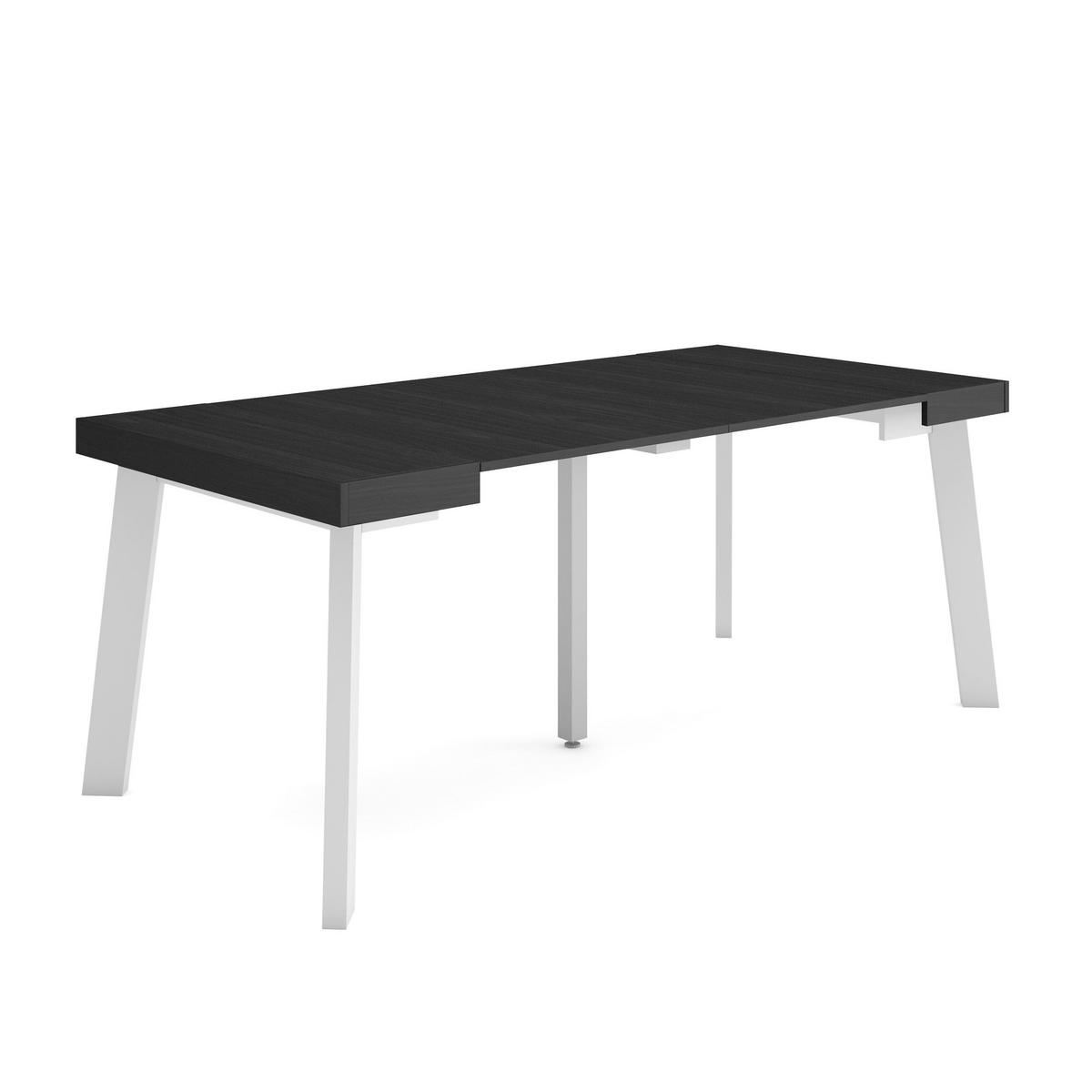 KONSOLENTISCH ausziehbar 58 bis 180cm, für 8 Gäste, schwarz, 90/58/73cm - Schwarz, Holzwerkstoff (90/180/73cm) - Skraut Home