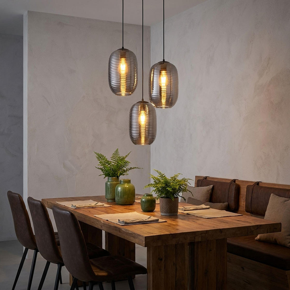 HÄNGELEUCHTE Jefrey Grau Glas - Grau, Glas (47/47/120cm) - Globo Lighting