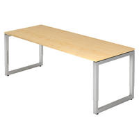 SCHREIBTISCH Serie-R 80/200/74 cm in Ahornfarben/Silberfarben - Silberfarben/Ahornfarben, Holzwerkstoff (80/200/74cm) - bümö