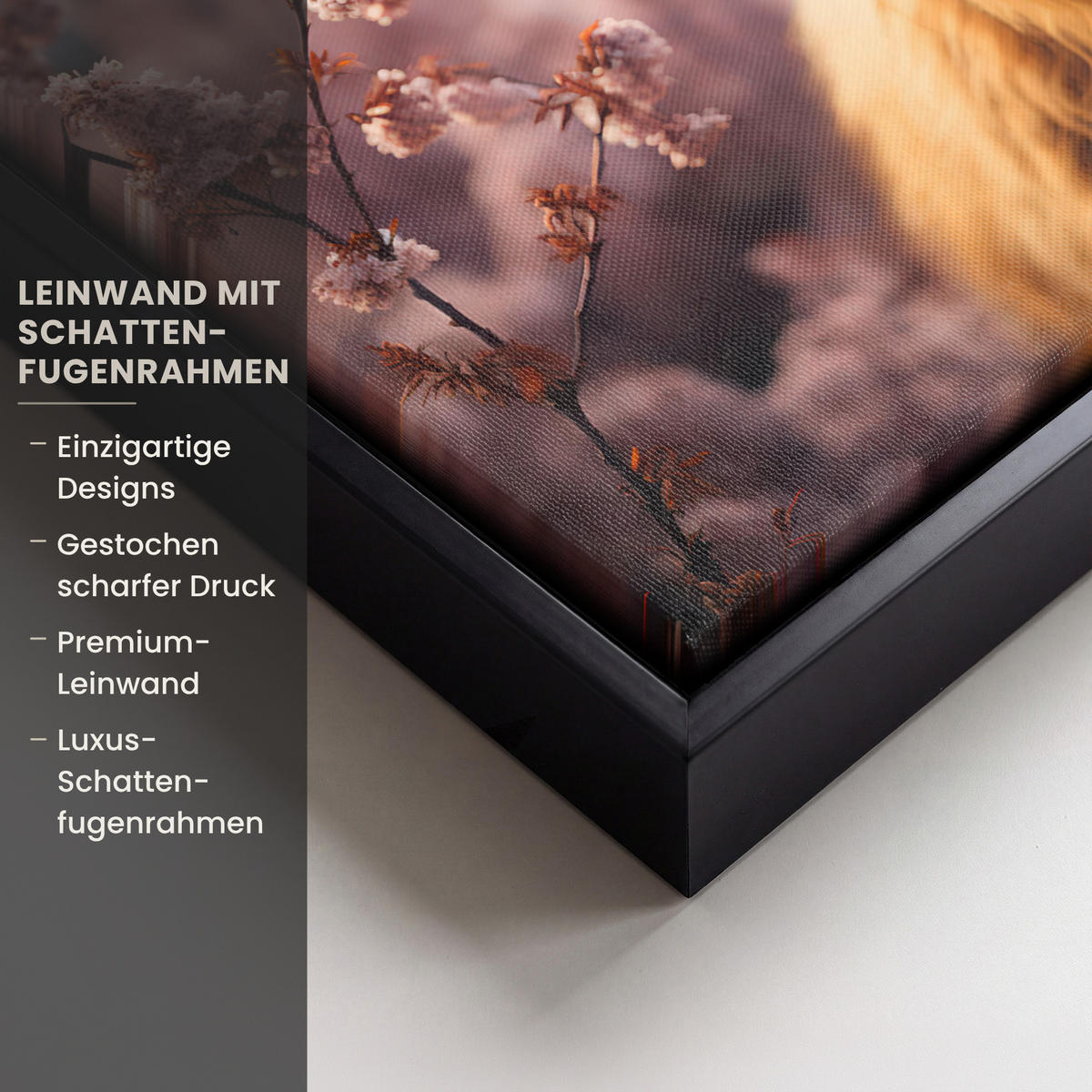 LEINWAND Bilder mit Rahmen - Schottischer Hochländer - Frühling - Hochland - 30x20 - Hellrosa, Textil (30/20cm) - MuchoWow