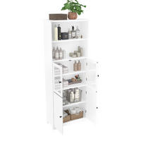HOCHSCHRANK aus lackiertem MDF mit Glastür und verstellbaren Einlegeböden, 57,5/28,5/160 cm, Weiß - Weiß, Holzwerkstoff (57.4/160/28.5cm) - Redom