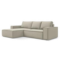 ECKSOFA mit Schlaffunktion Samt Stoff Creme - Perlmutt/Creme, Kunststoff/Textil (185/290cm) - Makamii
