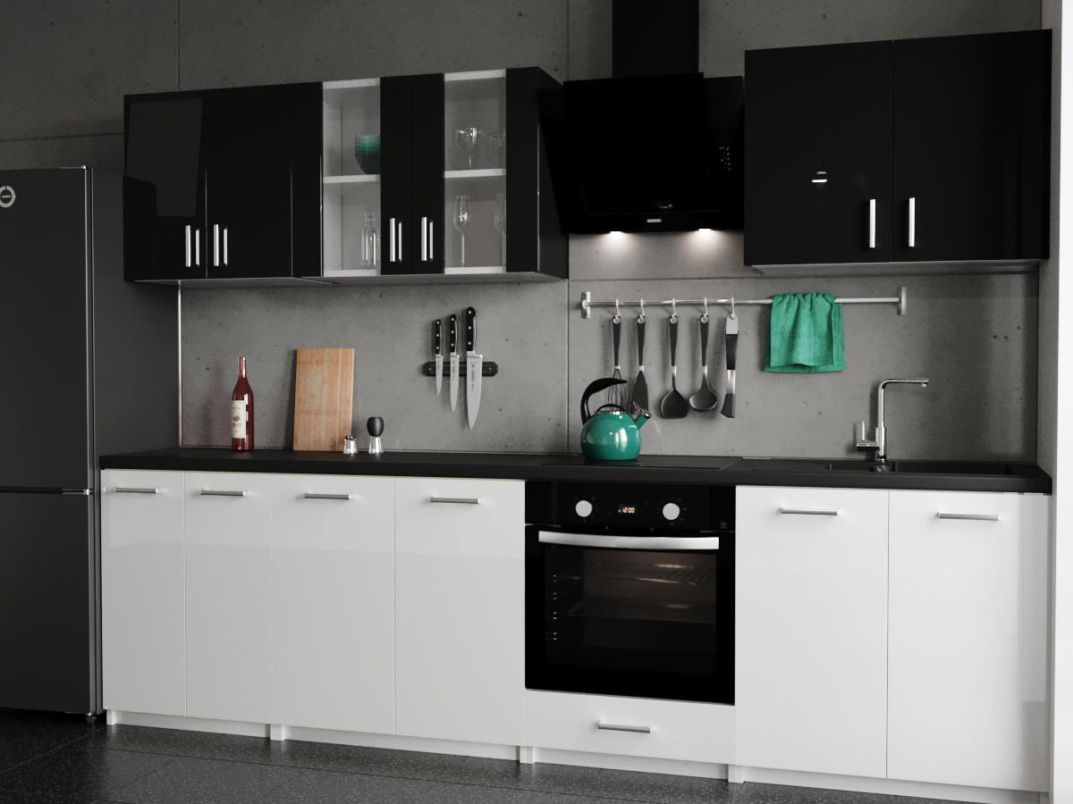 KÜCHENZEILE LECO 280 weiss glanz - Weiß Hochglanz, Holzwerkstoff (280/82/46cm) - roe furniture