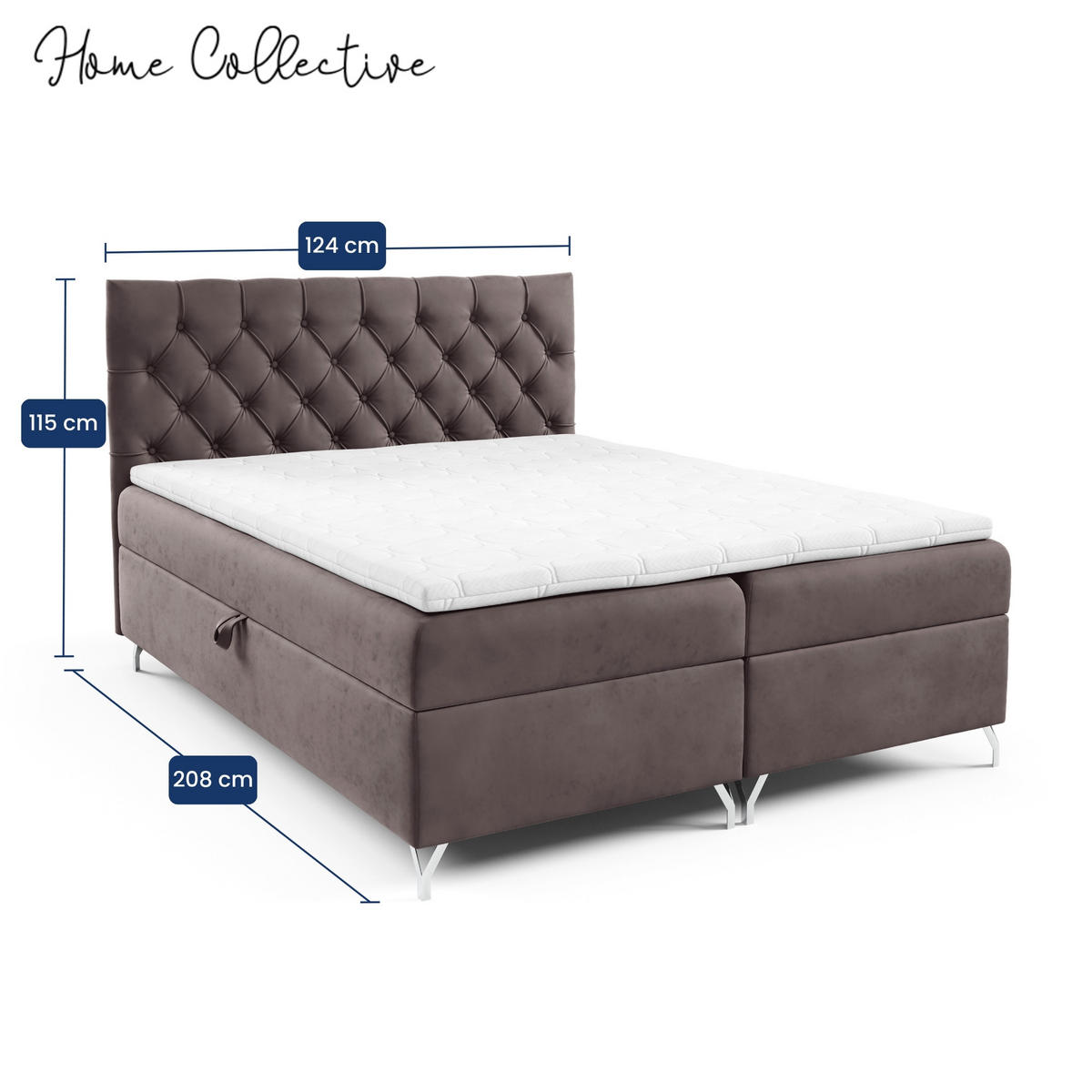 BOXBETT mit Stauraum und Topper Hellbraun 120x200 cm - Hellbraun, Textil (120/200cm) - Home Collective