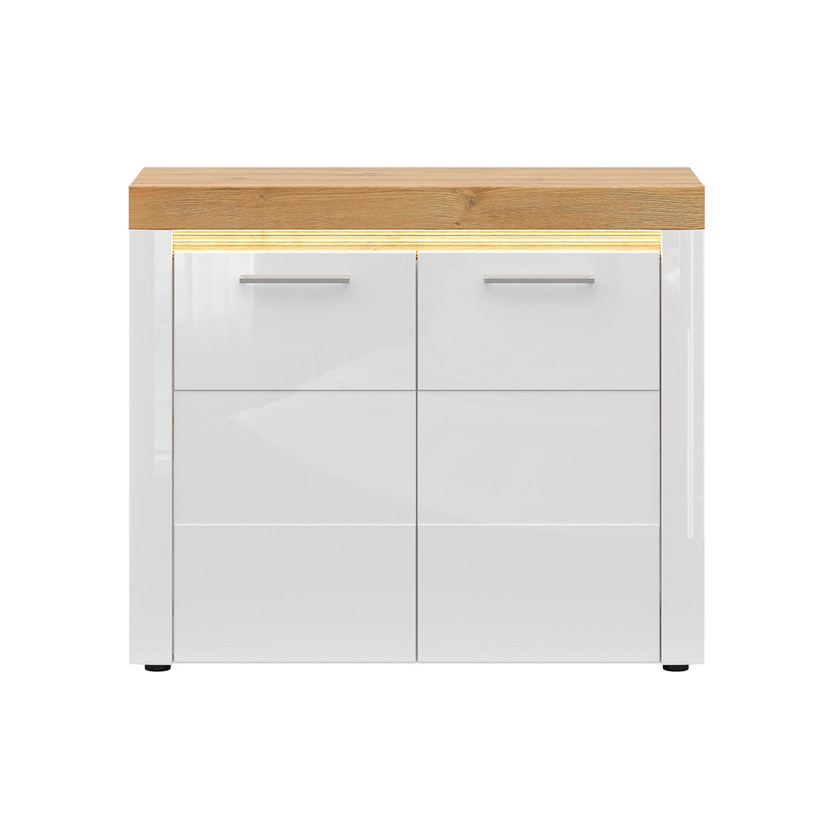 SIDEBOARD Nara Weiß und Holz - Weiß, Holzwerkstoff (106/90/42cm) - Petits-meubles