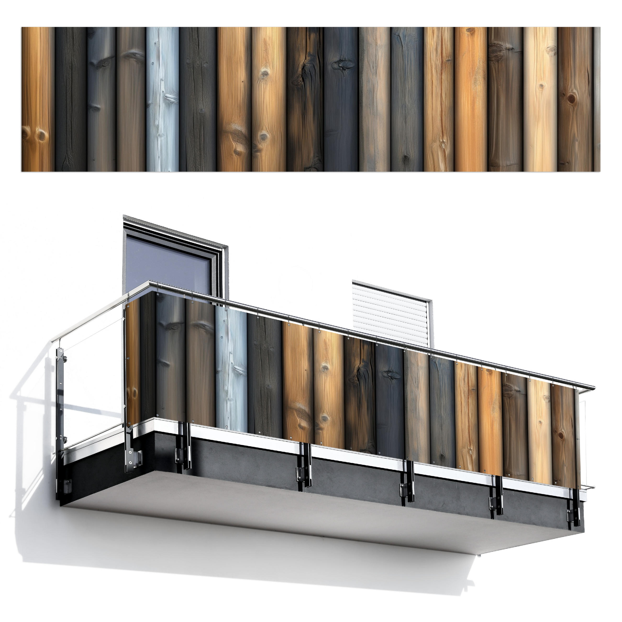 BALKON-SICHTSCHUTZ Holz - Dielen - Gemischt - Teakfarben, Kunststoff (500/130cm) - MuchoWow