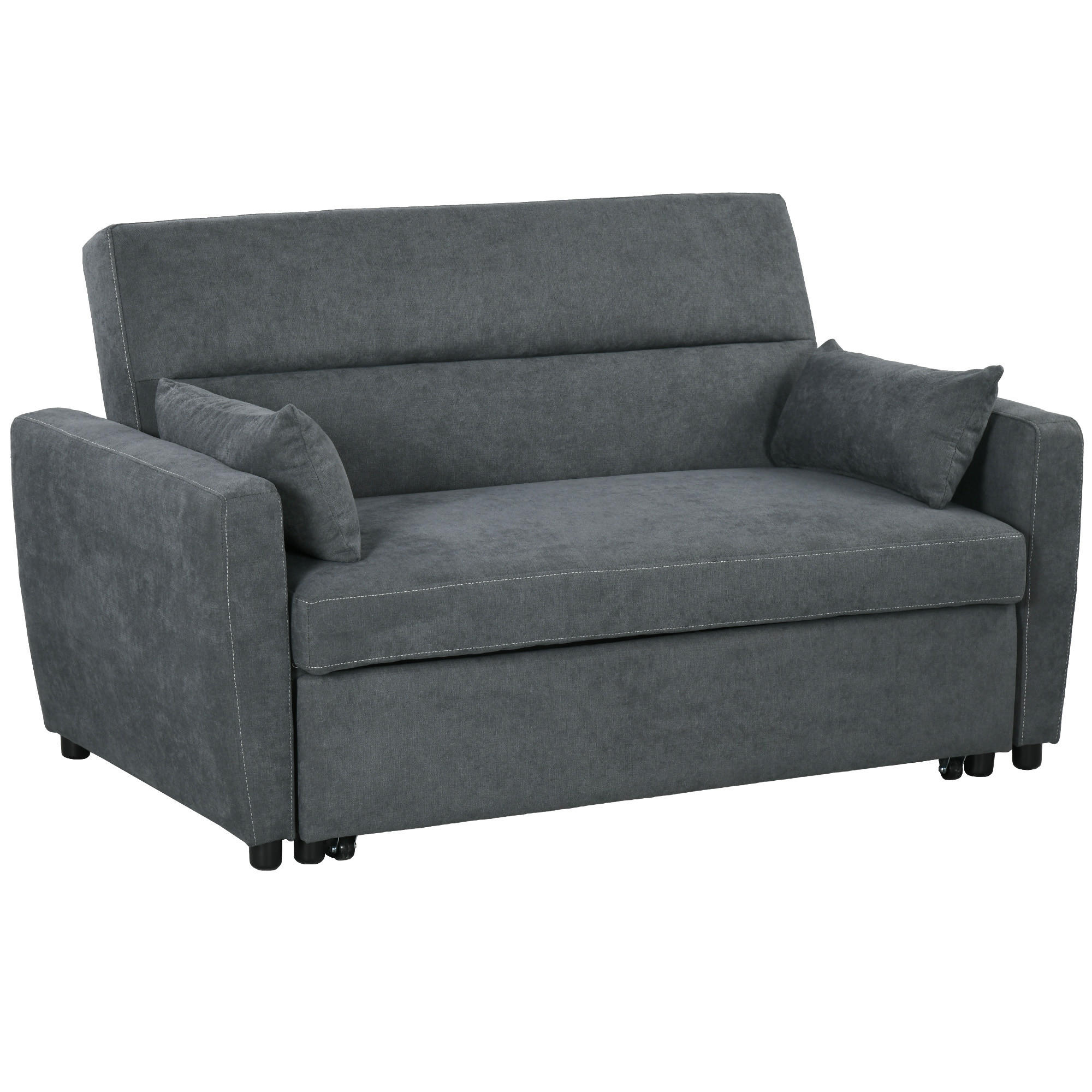 SCHLAFSOFA, 2-Sitzer Sofa - Dunkelgrau, Holz (90/88.5/155cm) - HOMCOM