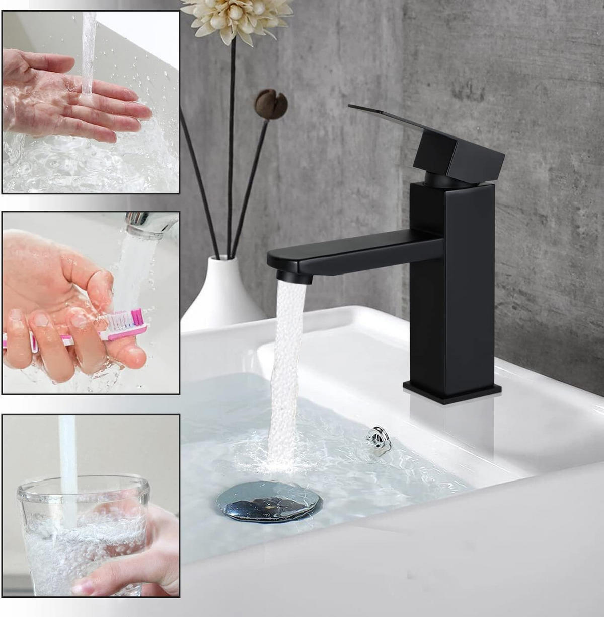 WASCHTISCHARMATUR Nixarn 4.9/17.3/16.2 cm - Schwarz, Metall (4.9/17.3/16.2cm) - ZMH