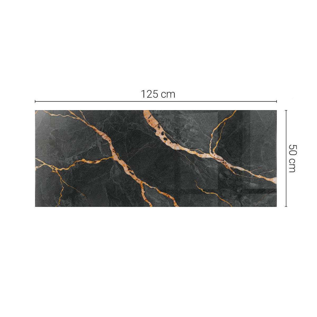 TISCHPLATTE 125x50 cm Marmoroptik mit Aderung - Rotbraun/Schwarz, Glas (125/50/0.4cm) - TULUP