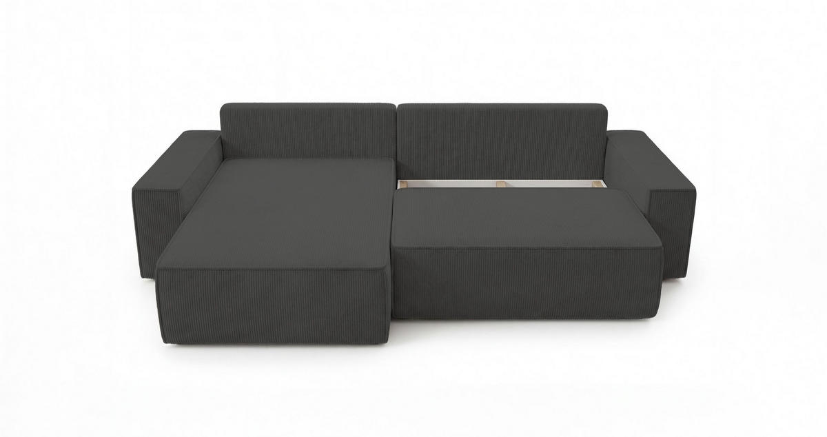 ECKSOFA California mit Schlaffunktion Dunkelgrau Links - Dunkelgrau, Textil (185/280cm) - Cornero