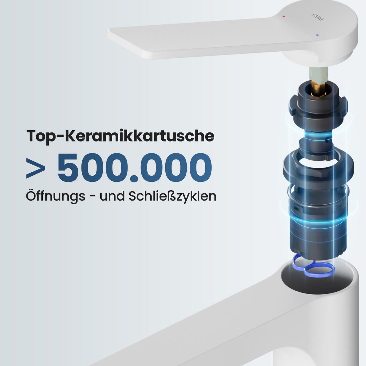 WASCHTISCHARMATUR mit Spulen-Zertifiziertem Filterelement Weiß Matt - Weiß, Metall (17.3/4.6/19.5cm) - EMKE