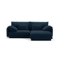 ECKSOFA rechts Torino aus strukturiertem Stoff marineblau 3 Sitzplätze - Blau, Textil (170/220cm) - Micadoni