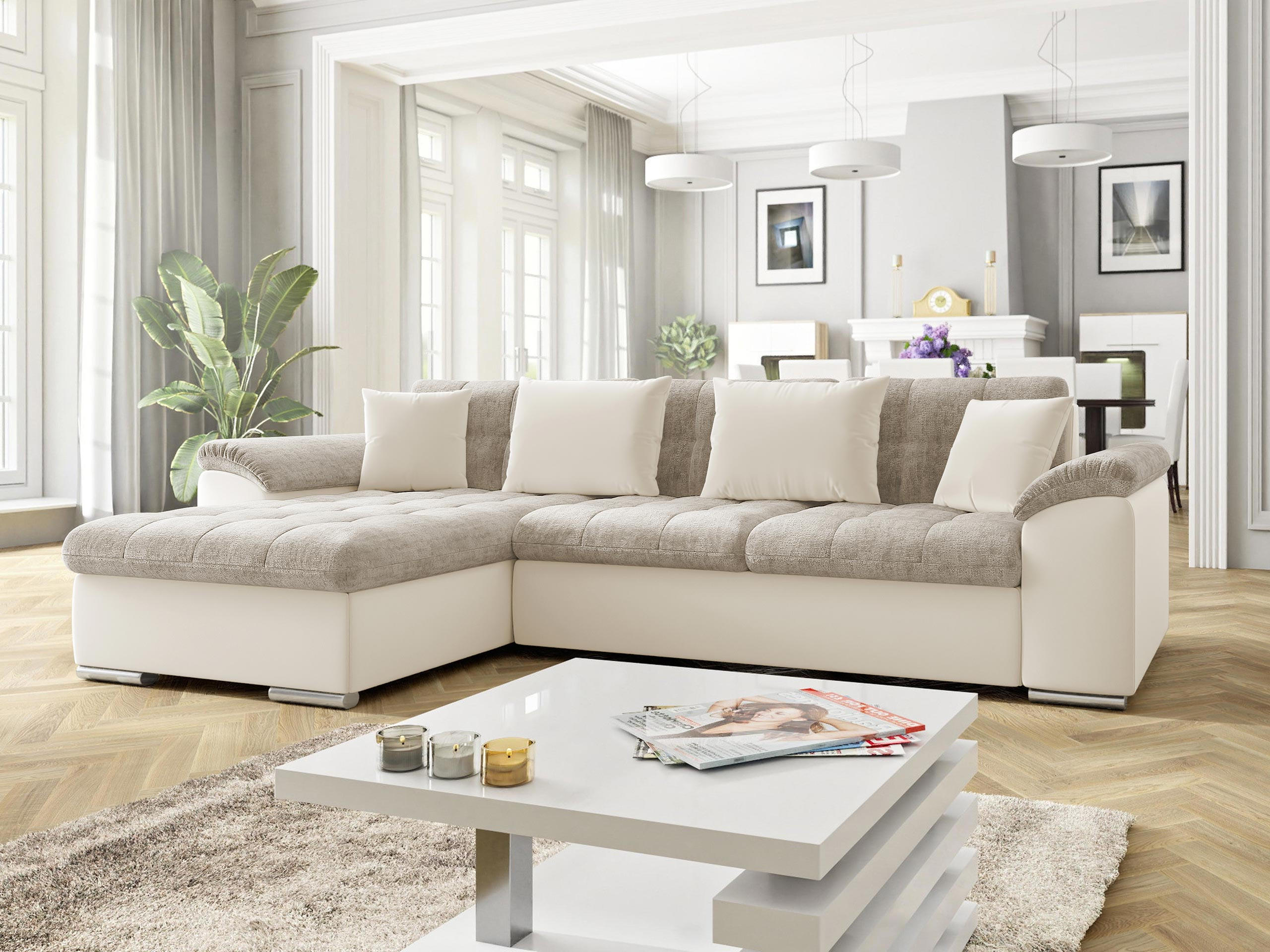 ECKSOFA Diana Premium, Seite: Links - Naturfarben, Holz/Textil (280/160cm) - MIRJAN24