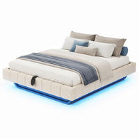 POLSTERBETT mit Stauraum und LED 140x200 cm Beige, ohne Kopfteil - Beige, Metall (140/200cm) - Beauniv
