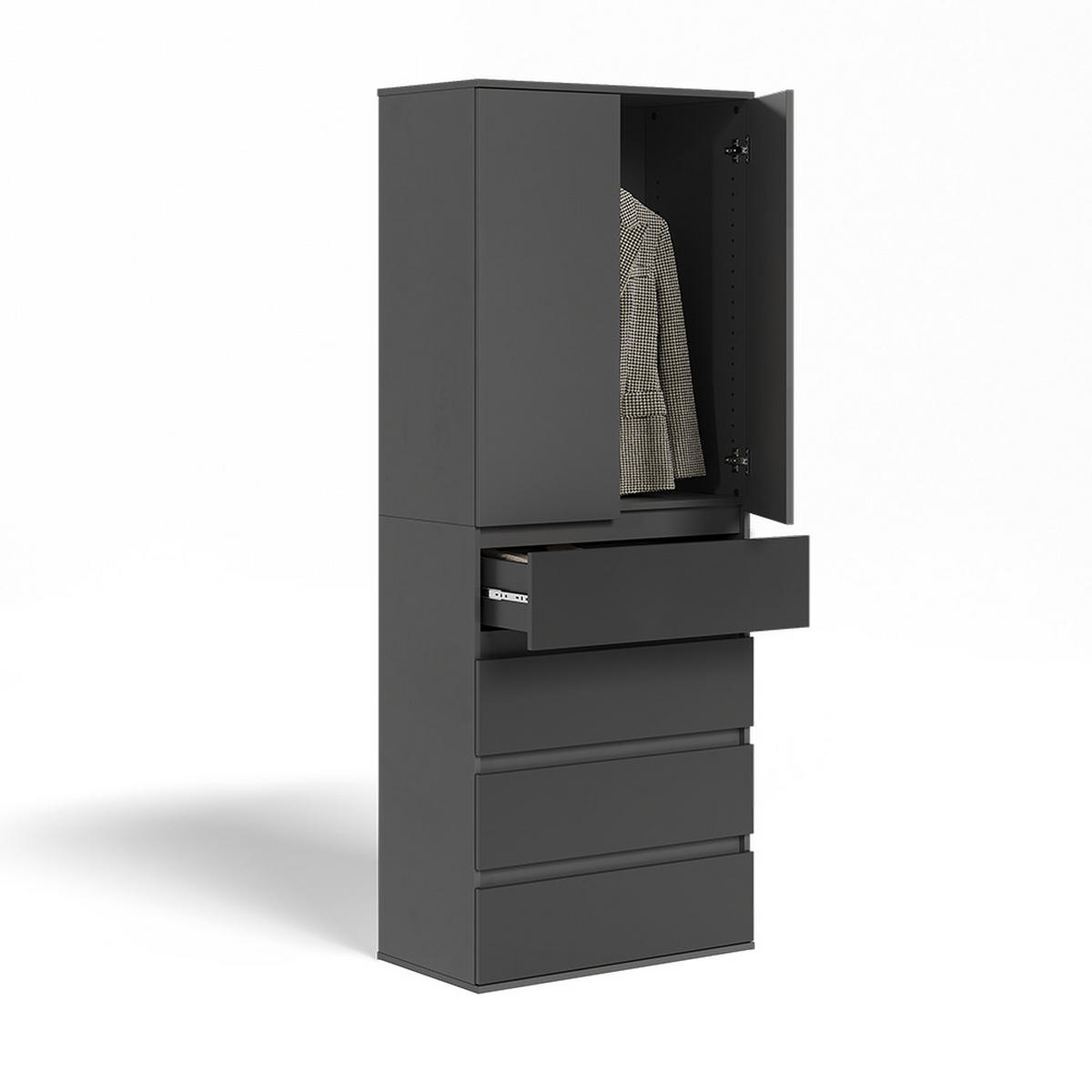 KLEIDERSCHRANK Claus Anthrazit 74 x 191.5 cm mit 4 Schubladen - Anthrazit, Holzwerkstoff (74/191.5/40cm) - Vicco