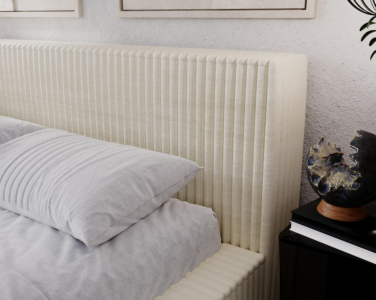 POLSTERBETT mit Bettkasten 160x200 Buffy, Cordstoff, Beige - Beige, Holz/Textil (160/200cm) - Emporius