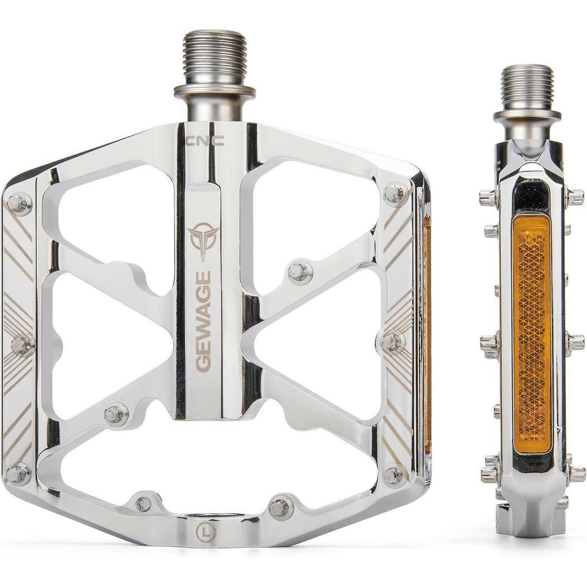 FAHRRADPEDALE mit Reflektoren Aluminium Silber - Silberfarben, Metall (10.1/1.5/11.8cm)