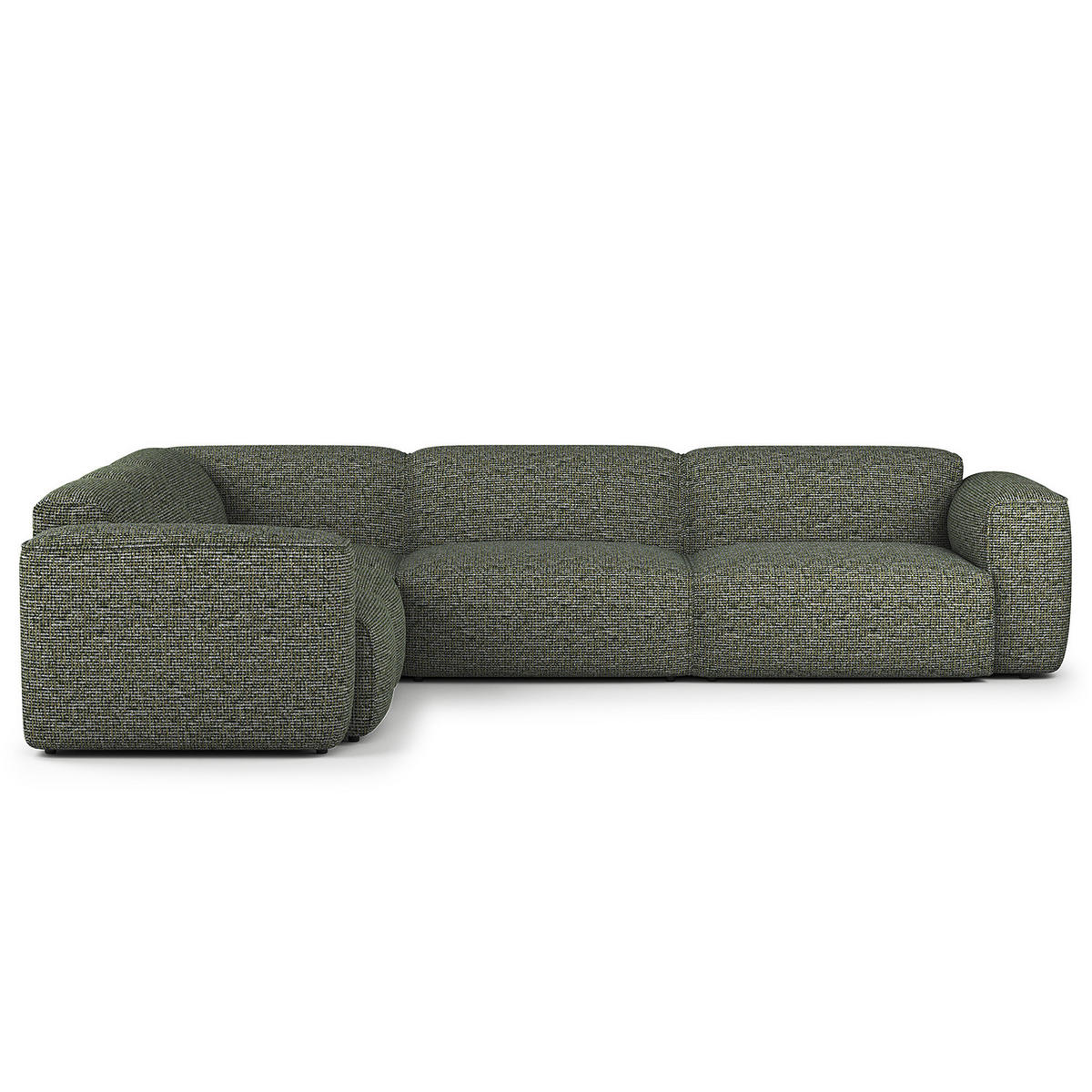 ECKSOFA mit Rundecke - Schwarz/Grün, Kunststoff/Textil (325/260cm) - home24