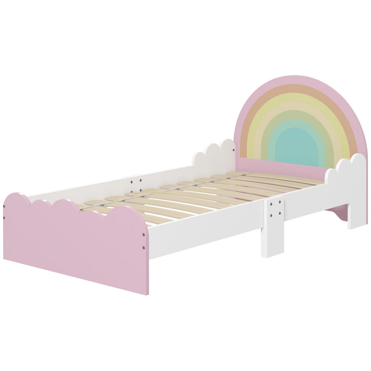 KINDERBETT 140x70 cm DE-14552 mit Regenbogen-Design, inkl. Lattenrost Rosa - Pink, Holzwerkstoff (70/140cm) - ComfortXL
