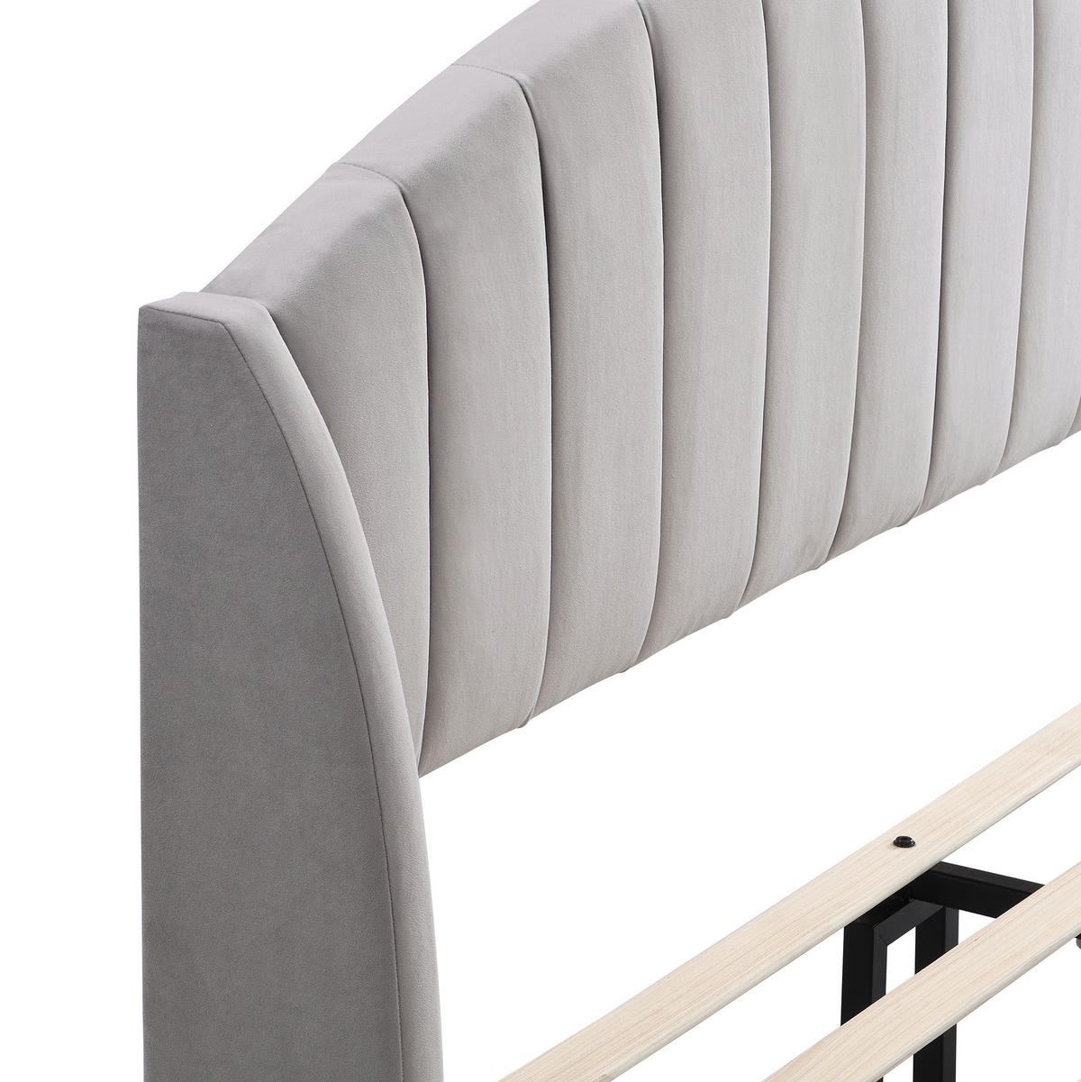 POLSTERBETT 140/200 cm mit Lattenrost, gepolstertem Kopfteil und Samtbezug, Grau - Grau, Textil (140/200cm) - Redom
