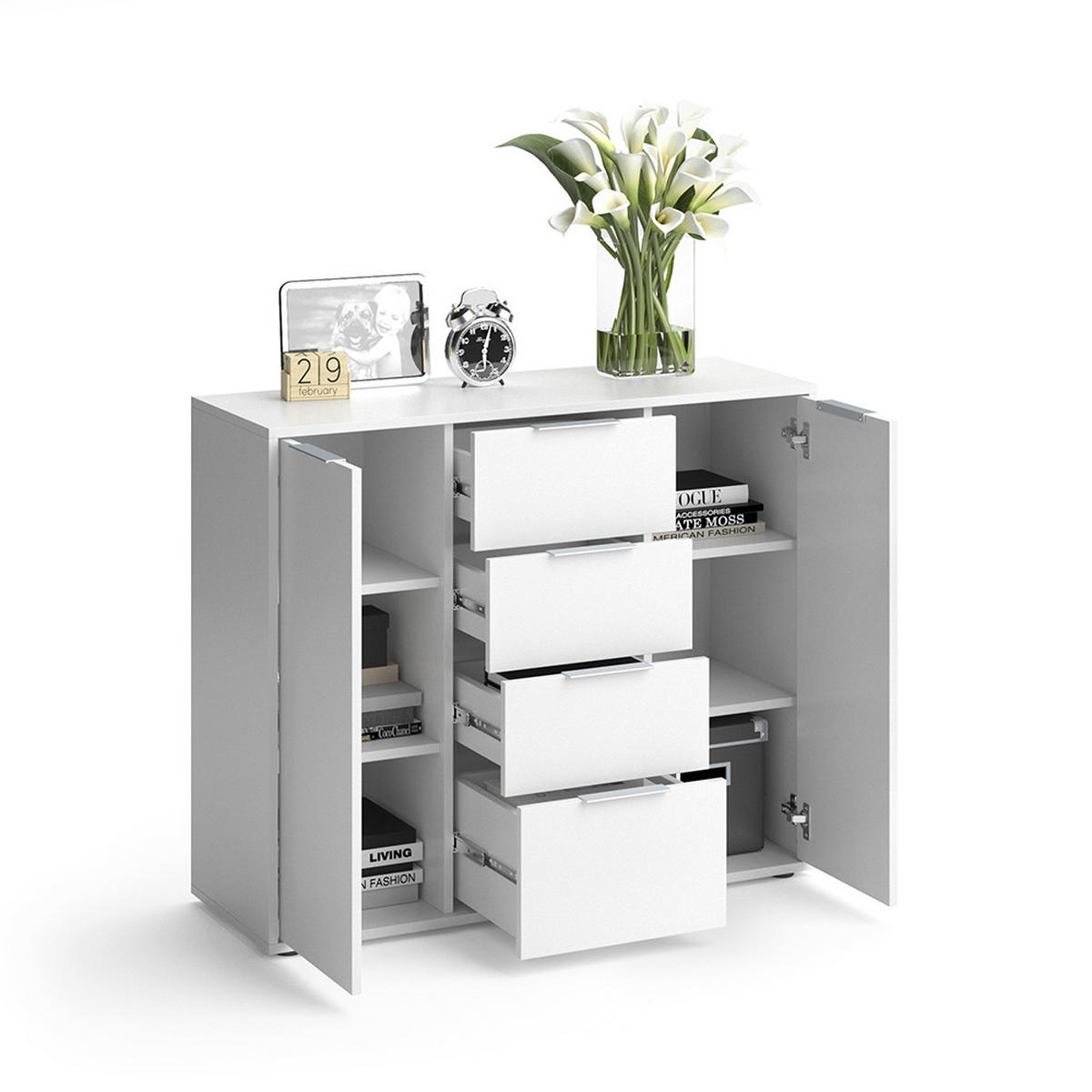 KOMMODE Leon Weiß 100 x 84 cm - Weiß, Holzwerkstoff (35/84/100cm) - Vicco