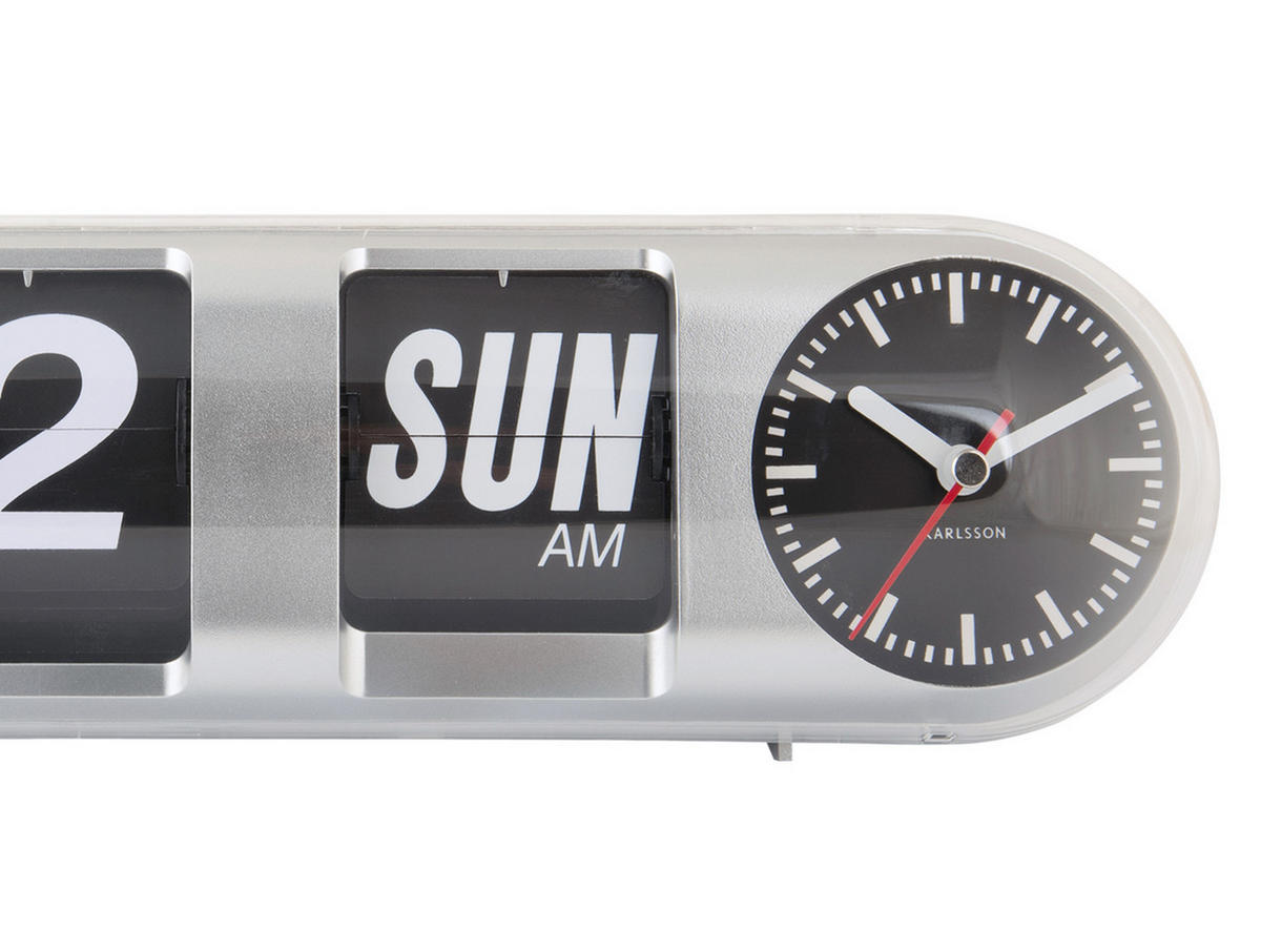 WANDUHR Tube Flip 38/10/13 cm - Silberfarben, Kunststoff (10/13/38cm) - Karlsson