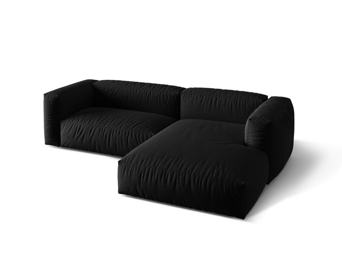 ECKSOFA modular rechts Martina aus strukturiertem Stoff schwarz 2 Sitzplätze - Schwarz, Textil (176/283cm) - Micadoni