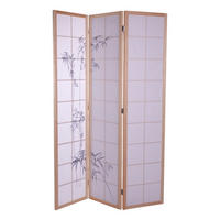 RAUMTEILER Asia Reispapier mit Bambusmotiv Weiss-hellbraun - Weiß, Holz (120/170/3cm) - DESIGN DELIGHTS