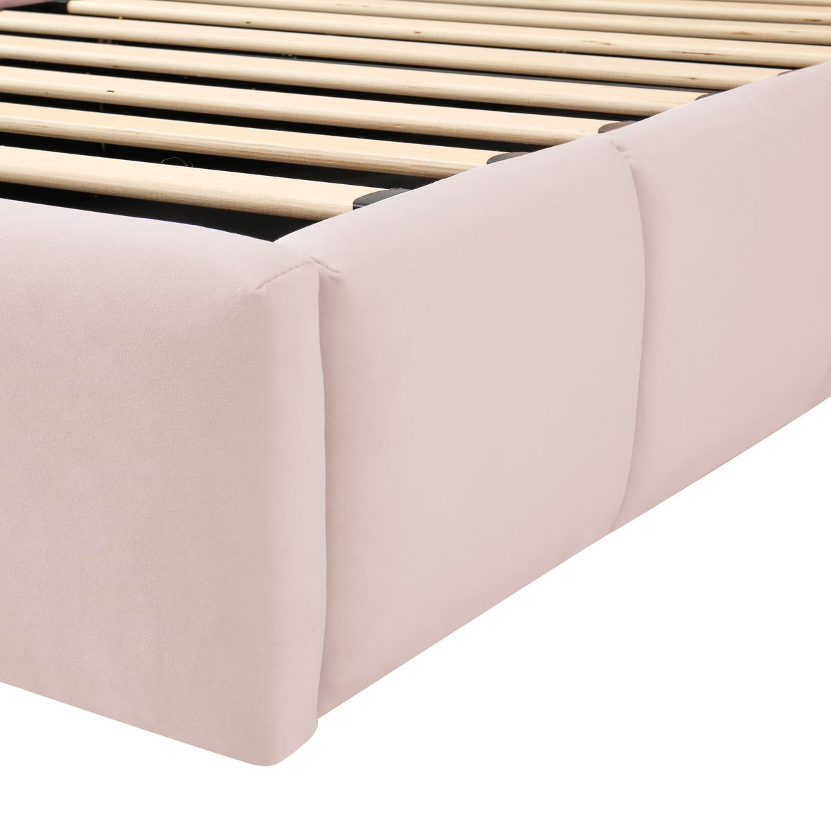 KINDERBETT 90/200 cm in Pink Samt mit Bettkasten und USB - Rosa, Holzwerkstoff/Textil (90/200cm) - CHICFURN