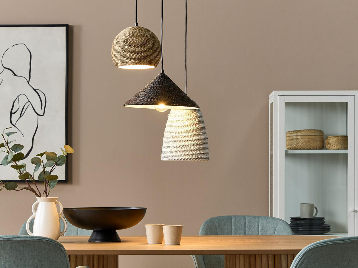 HÄNGELEUCHTE Endrick 55/55/120 cm - Weiß, Naturmaterialien (55/55/120cm) - Beliani