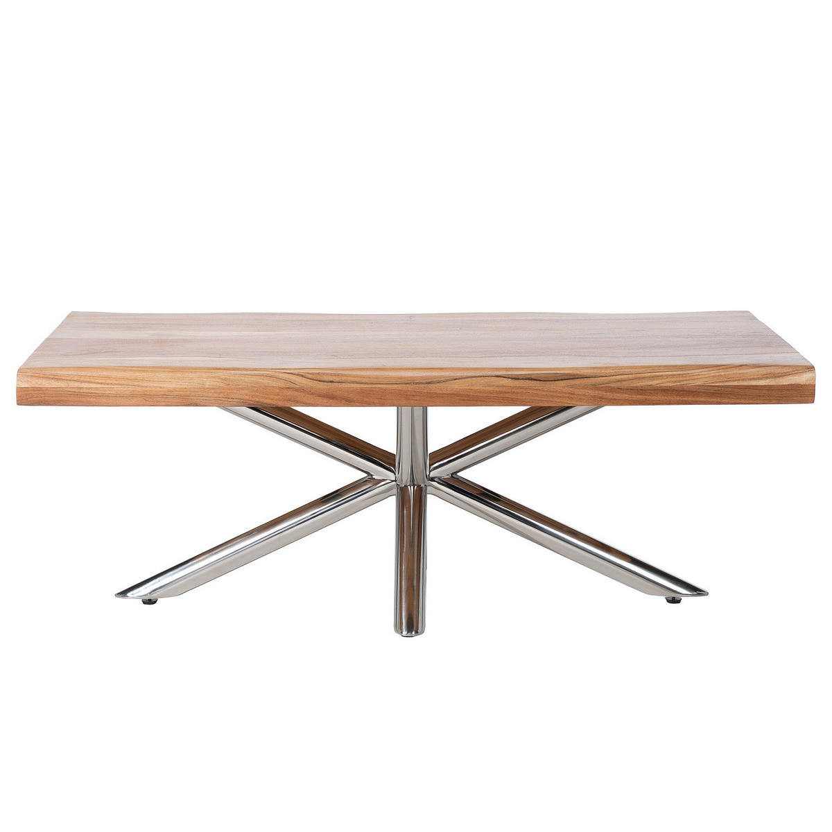 HOME24 Couchtisch KHENO - Edelstahlfarben, Holz/Metall (70/120/45cm) - home24