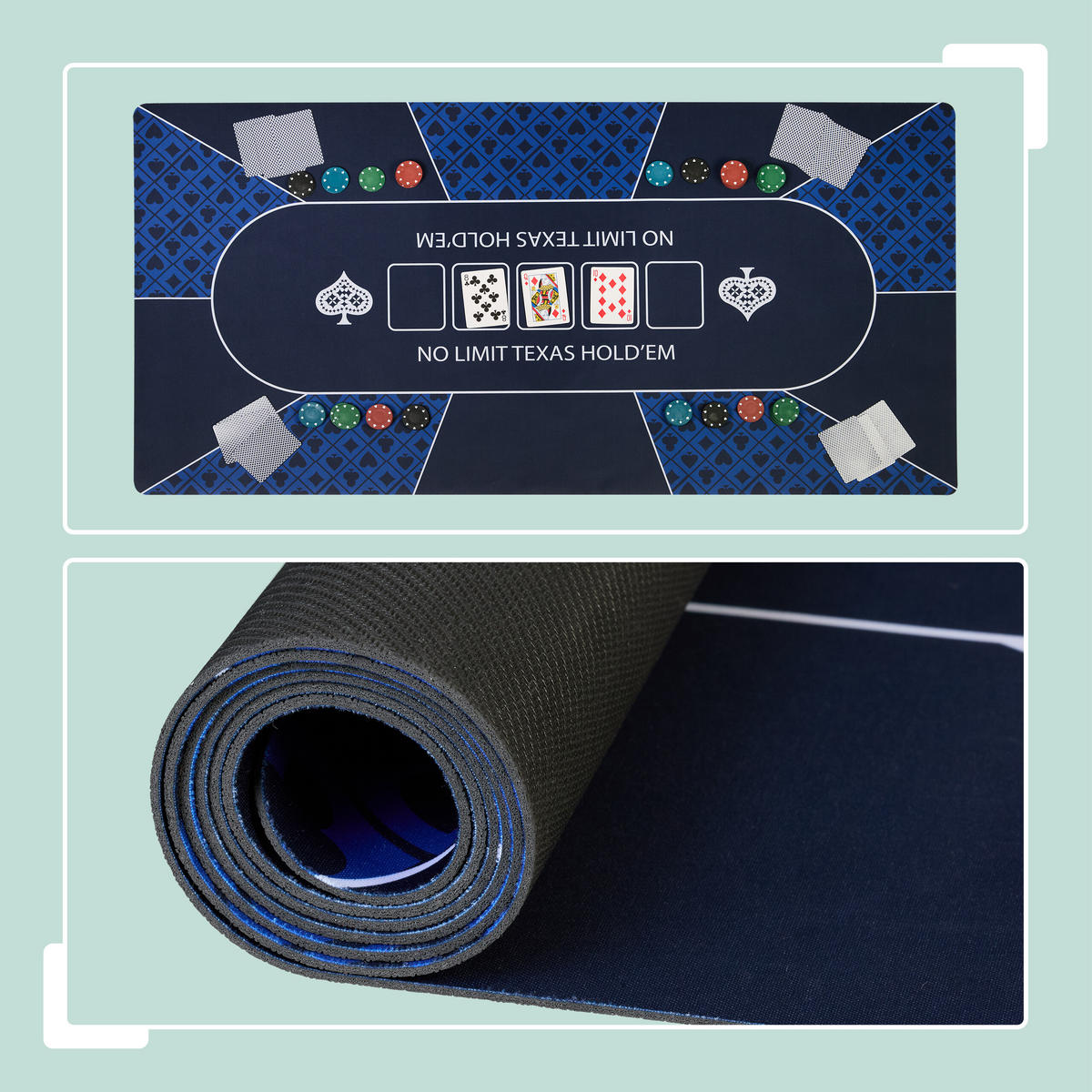 POKERMATTE - Blau, Wellpappe/Kunststoff (120/0.2cm) - Relaxdays