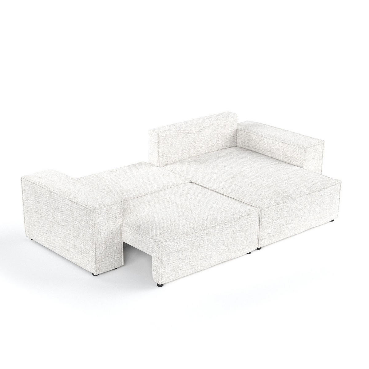 ECKSOFA CAVO mit Schlaffunktion Creme im Neve Stoff - Creme/Schwarz, Holz/Holzwerkstoff (255/148cm) - AltaBeds