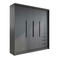 DREHTÜRENSCHRANK KLARI Graphit/Graphit/SchubladenGraphit 200 cm - Graphitfarben, Holzwerkstoff (200/215/59.5cm) - A&J MöbelLand