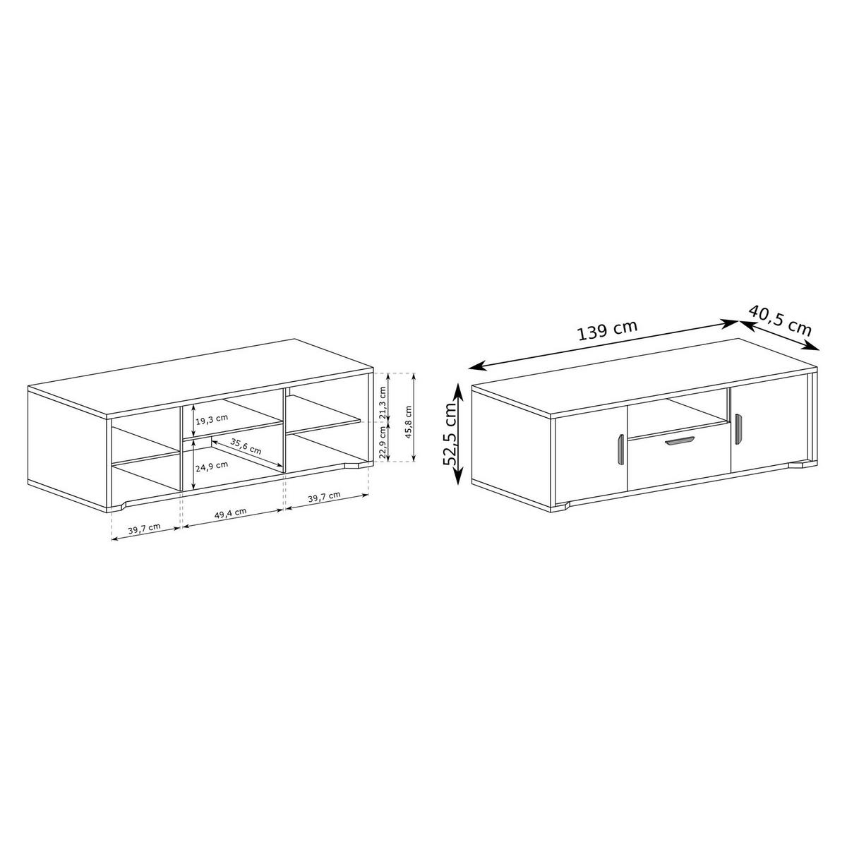 TV-ELEMENT Grande G-6 139 x 52,5 x 40,5 cm Eiche Cremona - Beige, Holzwerkstoff (139/52.5/40.5cm) - Koseto