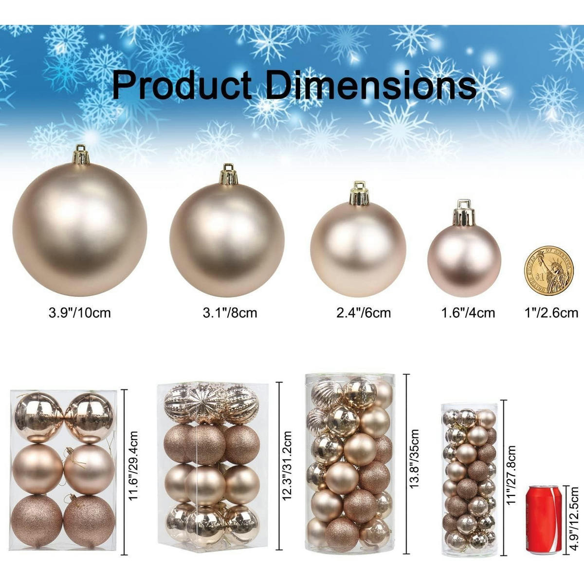 CHRISTBAUMKUGELN 6-teiliges Set Roségold 10 cm - Goldfarben, Kunststoff (10/10/10cm)