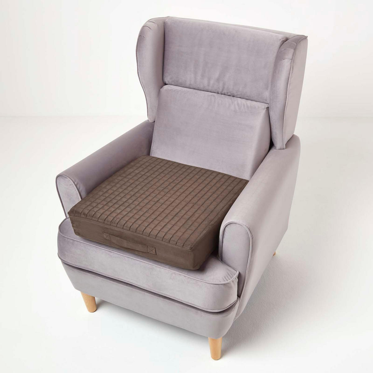 SITZKISSEN orthopädisch 50/50/10 cm – Velours Sesselkissen braun - Braun, Textil (50/50/10cm) - Homescapes