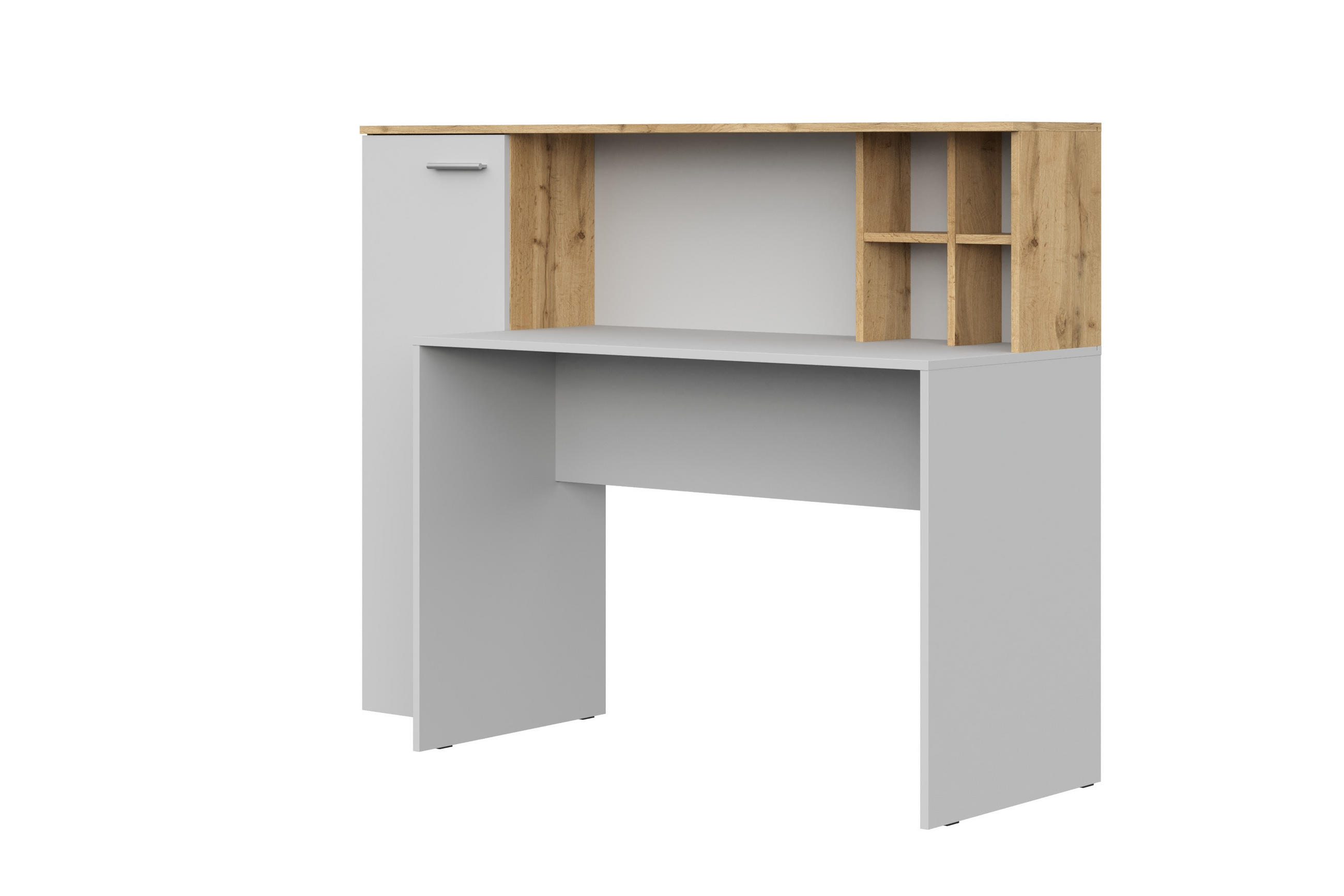 SCHREIBTISCH Weiß, Wotan Eiche 153/116/54 - Weiß, Holzwerkstoff (54/153/116cm) - RAUMHIRSCH FURNITURE