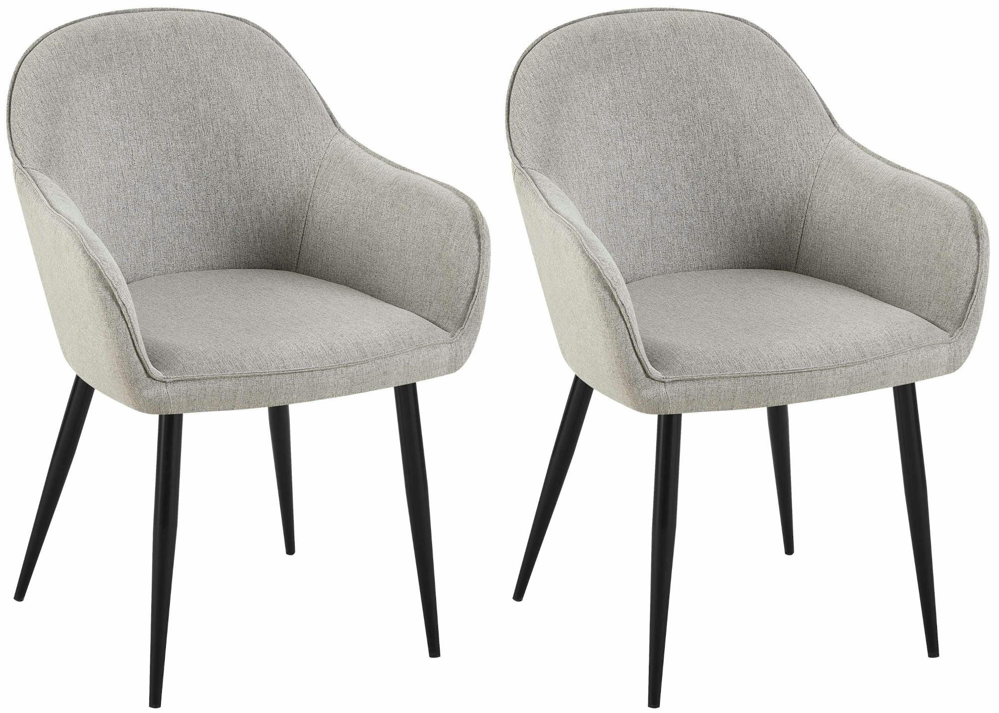 WOHNZIMMERSTUHL 2er Set Stoff grau - Schwarz/Grau, Textil/Metall (60/84/60cm) - CLP