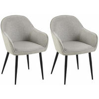 WOHNZIMMERSTUHL 2er Set Stoff grau - Schwarz/Grau, Textil/Metall (60/84/60cm) - CLP