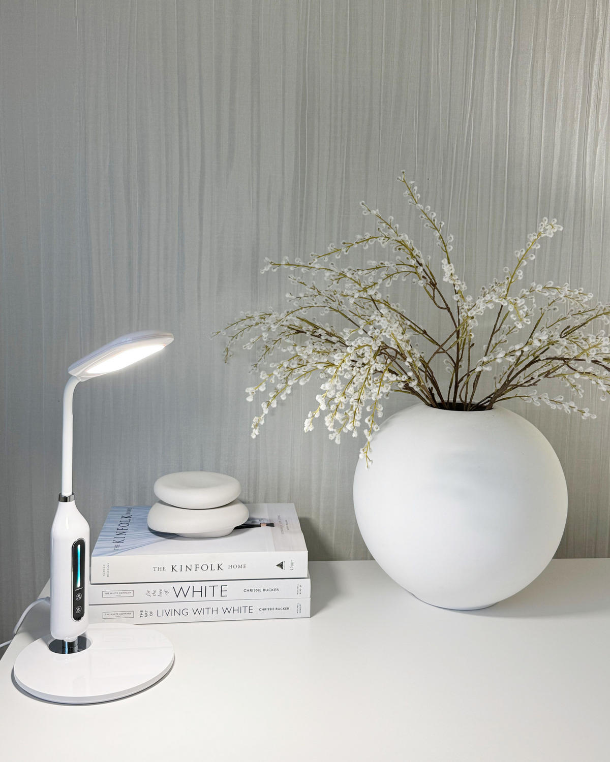LAMPĂ DE BIROU Cygnus 18/21/38 cm - alb, material plastic (18/21/38cm) - Beliani