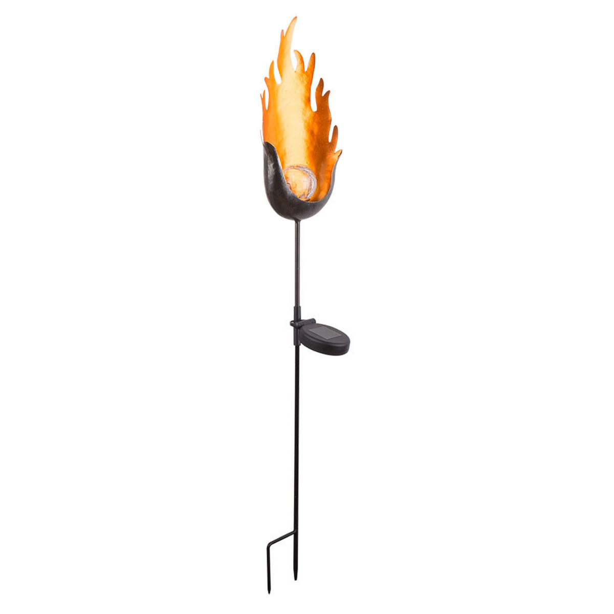 LED AUSSENLEUCHTE Bronze mit Flamme 2er Set - Bronzefarben, Glas (16.7/6/90cm) - Globo Lighting