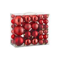 LAALU CHRISTBAUMKUGEL-SET 46 Stück Ornamenten: rote runde Mix-Ornamente 4,6,8 cm - Rot, Kunststoff (45/45/45cm) - LAALU