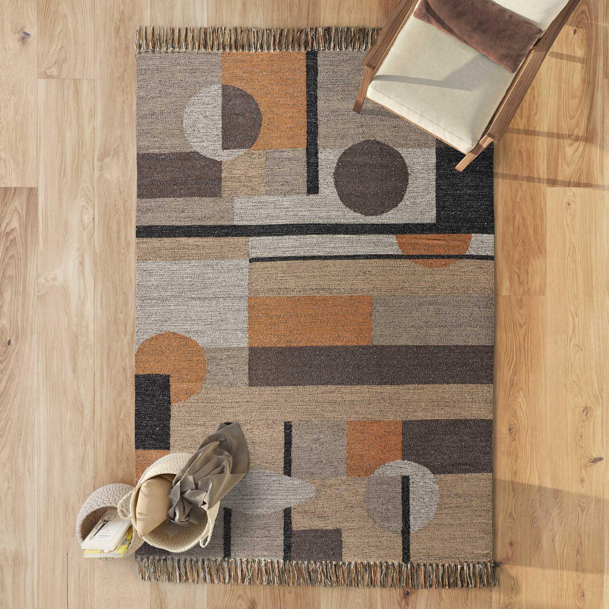 HANDWEBTEPPICH Braun Chandia 120/170 cm - Multicolor/Braun, Naturmaterialien/Naturmaterialen (120/170cm) - Atticgo