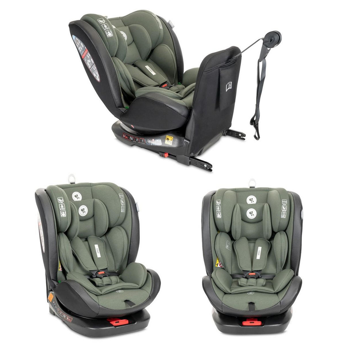 KINDERSITZ Ares i-Size (40-150cm) hellgrün (40-150cm) Isofix, verstellbar, Sitz 360° drehbar - Olivgrün, Kunststoff (46/63/53cm) - Lorelli