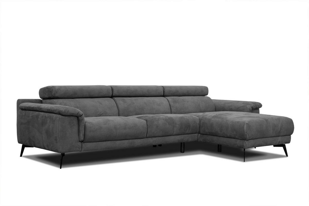 ECKSOFA FIERO 4-Sitzer, dunkelgrau - Dunkelgrau/Schwarz, Holzwerkstoff/Textil (288/170cm) - Courtois Laville