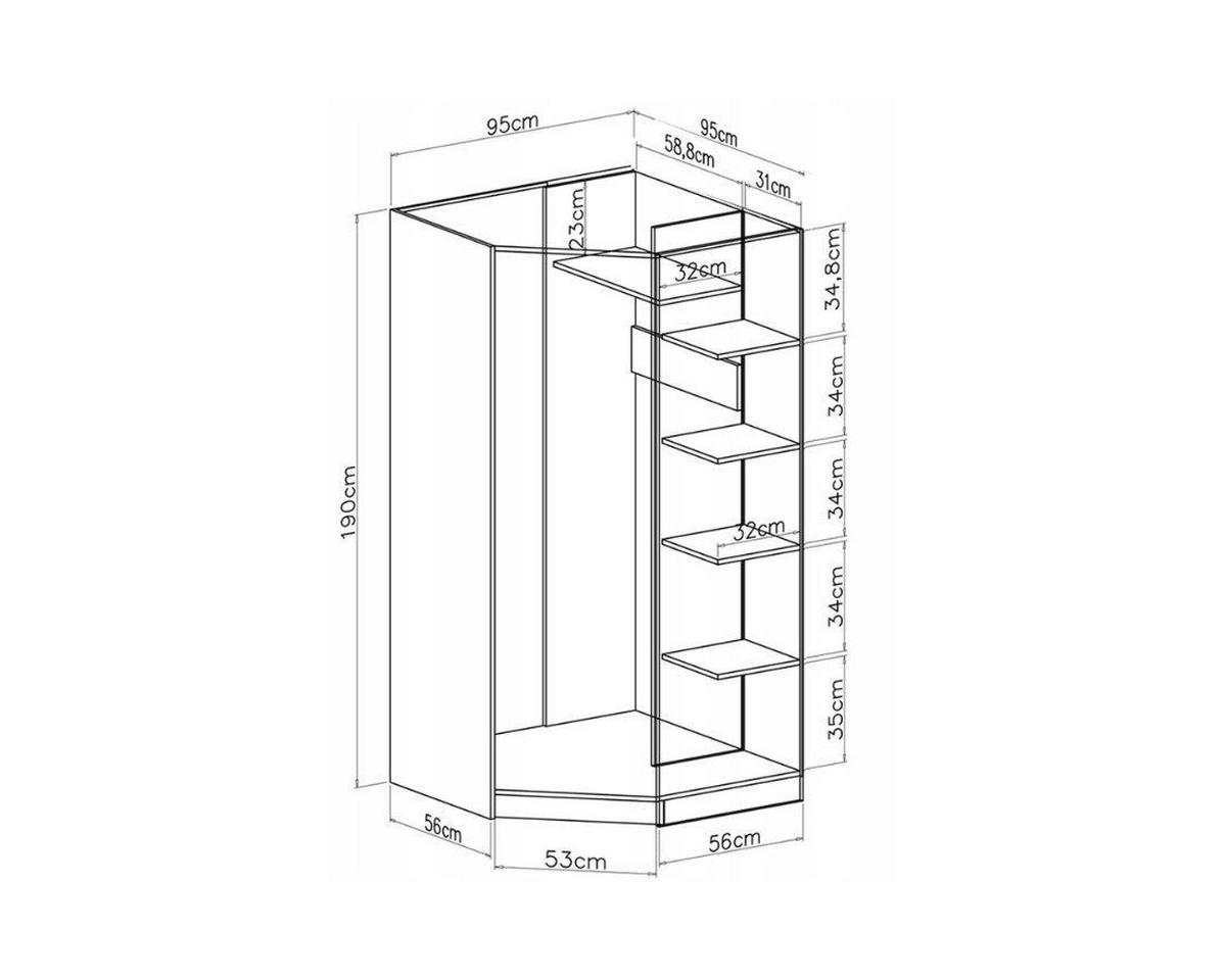 ECKKLEIDERSCHRANK KLEIDERSCHRANK SAM SR4 95 / 190 / 95 cm Kaschmir - Kaschmir, Holzwerkstoff (95/190/95cm) - Deine Möbel 24