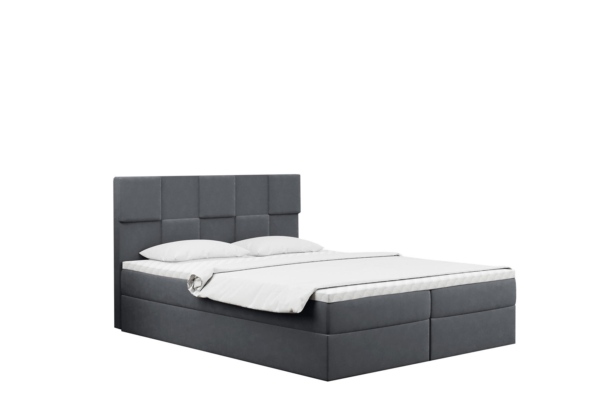 BOXBETT mit Bettkasten und Matratze CLARA Stoff Velvet Grau 140x200 cm H3-Bonell - Grau, Holz/Textil (140/200cm) - Kaiser Möbel